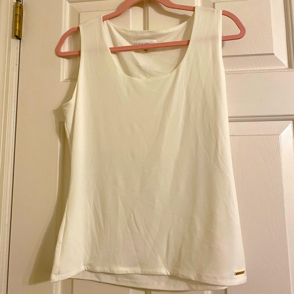 Calvin Klein jersey knit ivory top, size M
